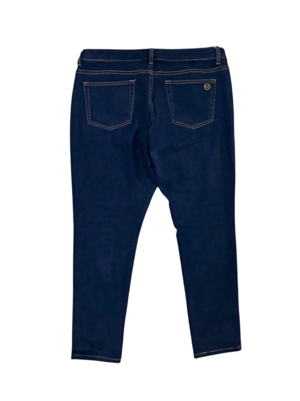 Michael Kors Dark Wash Skinny Jeans Size 12 Stretch Gold MK Logo
